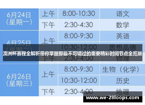 澳洲杯赛程全解析带你掌握那些不可错过的重要精彩时间节点全览版 澳洲杯赛程全解析带你掌握那些不可错过的重要精彩时间节点全览版